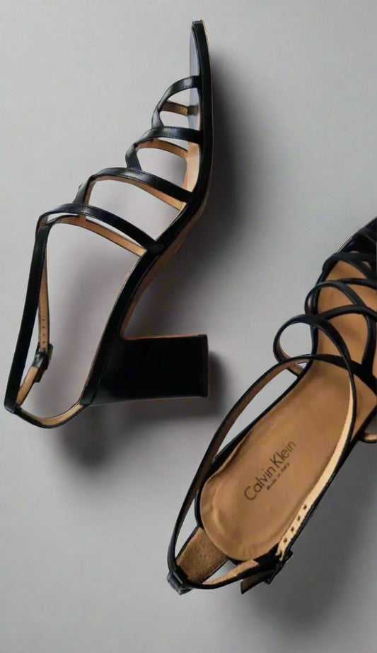 Calvin Klein Collection Black Strappy Sandals, 1990s