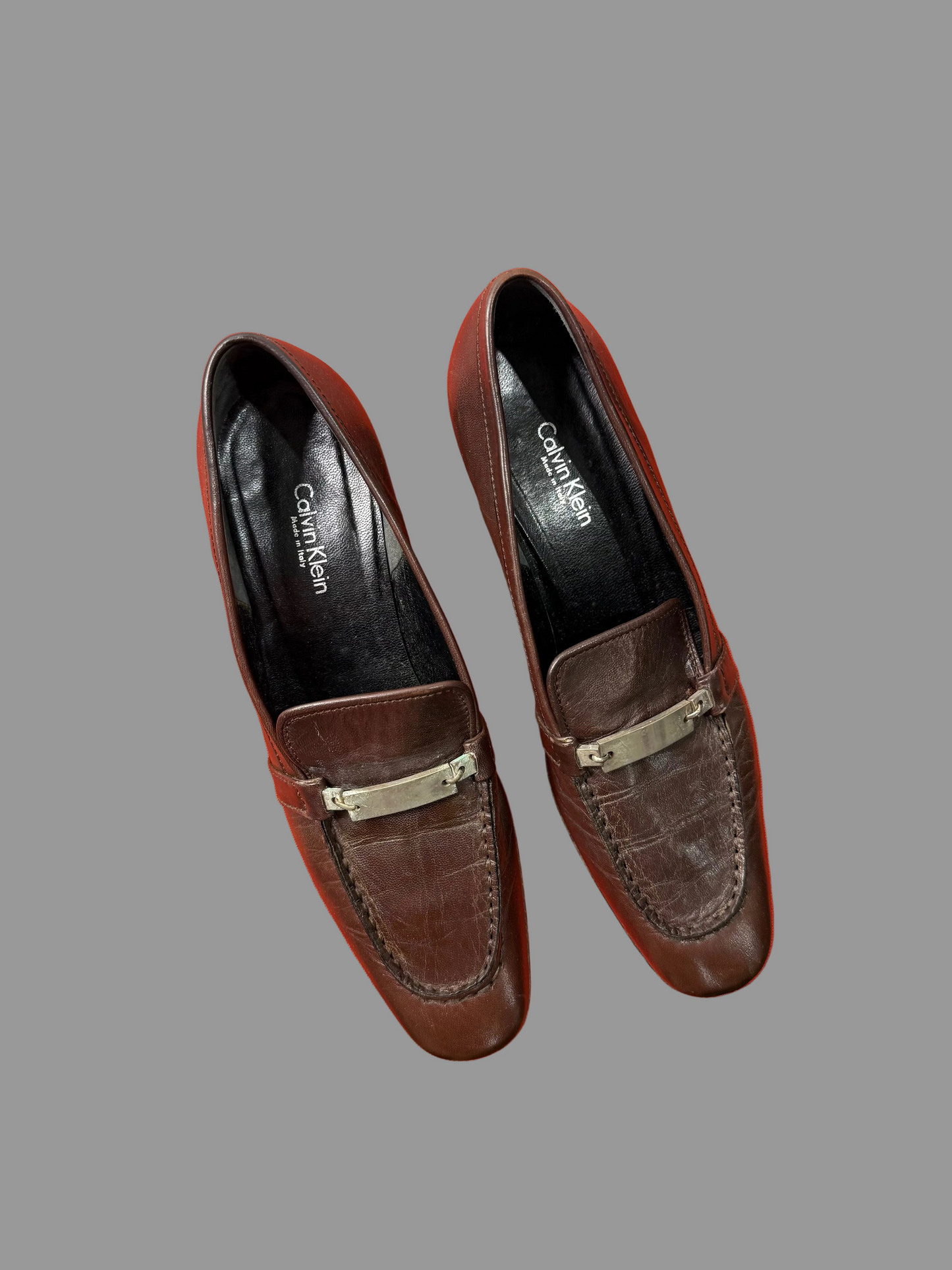Calvin Klein Collection Burgundy/brown Heeled Loafers, 6.5 US
