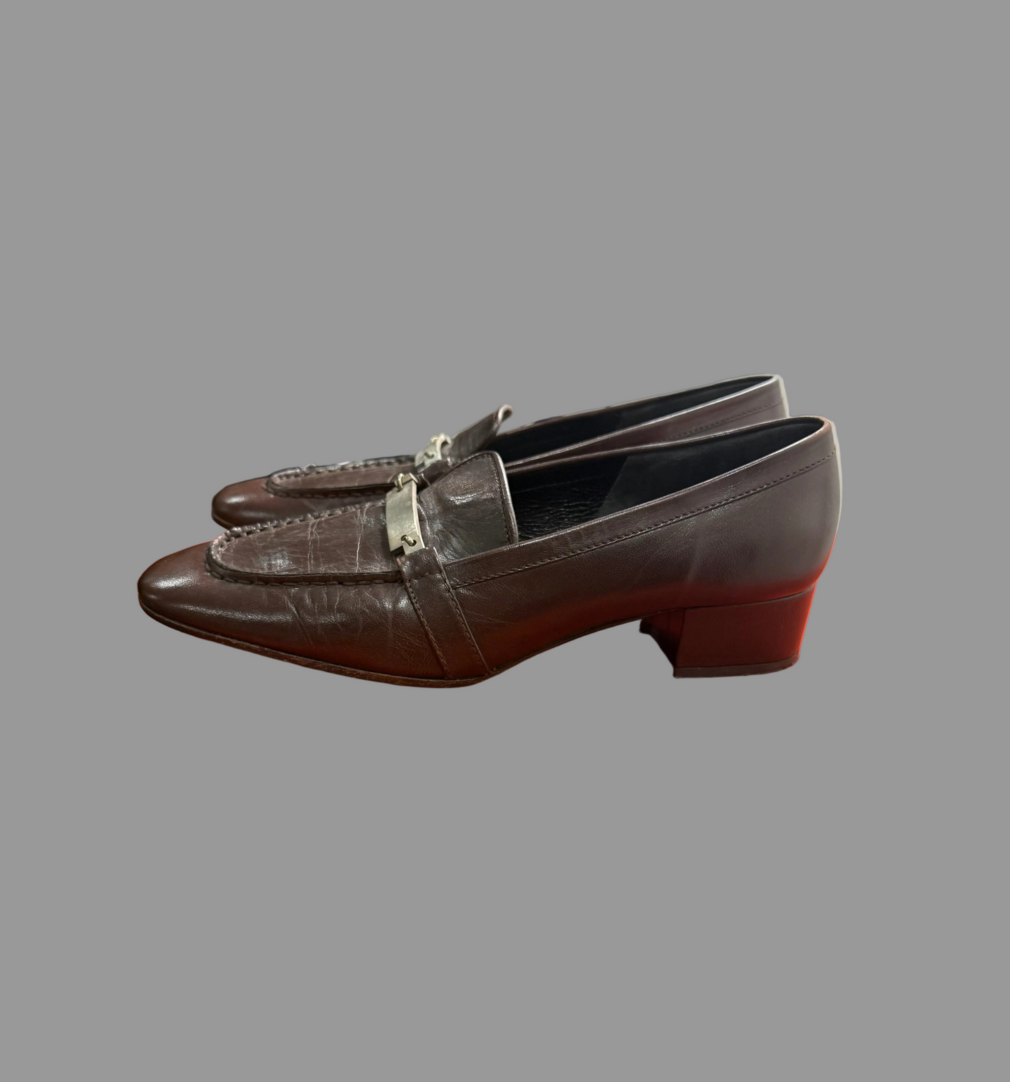 Calvin Klein Collection Burgundy/brown Heeled Loafers, 6.5 US