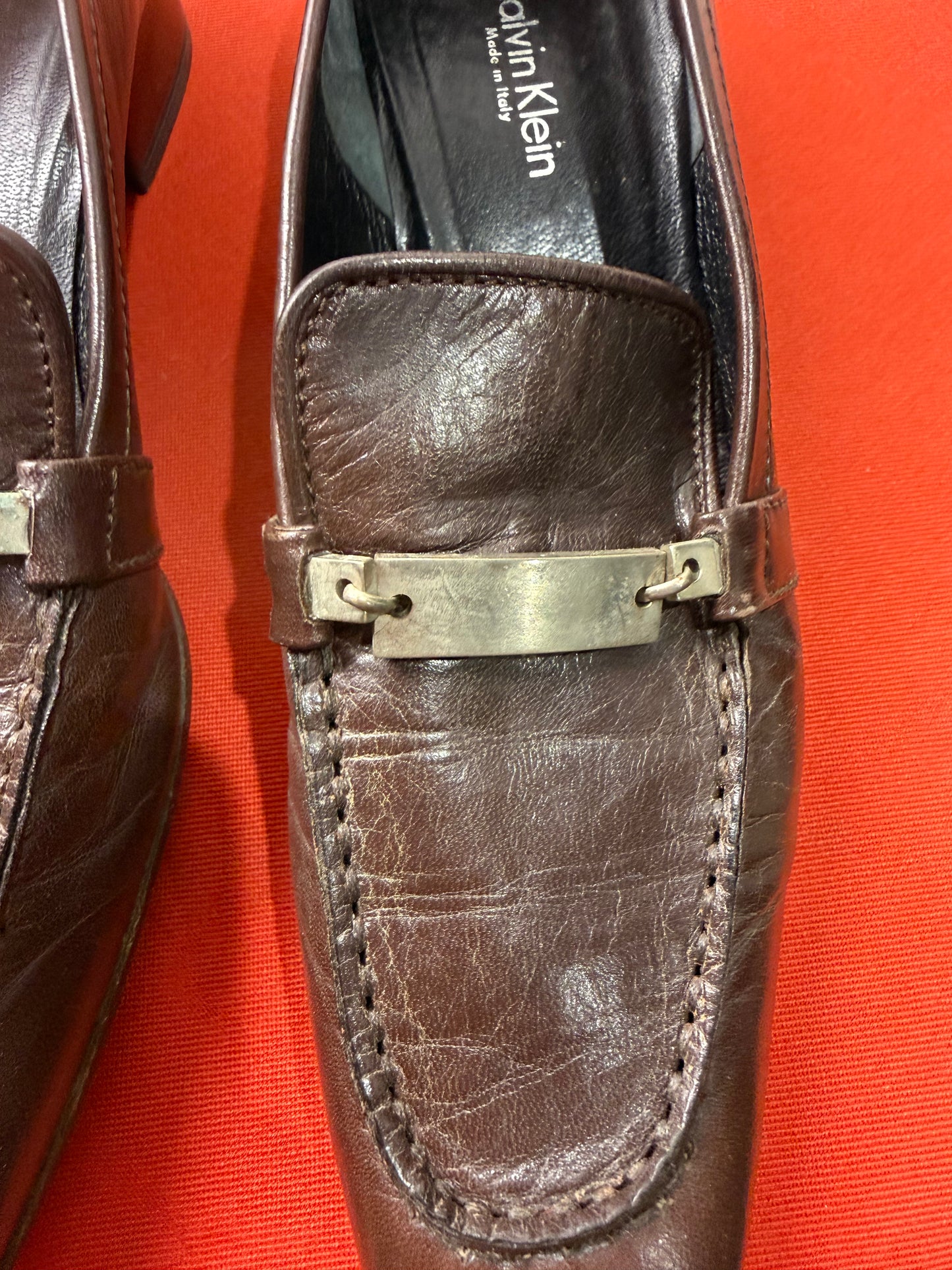 Calvin Klein Collection Burgundy/brown Heeled Loafers, 6.5 US