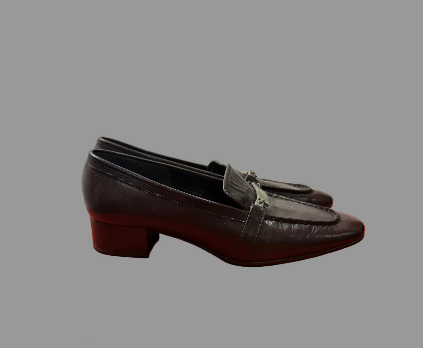 Calvin Klein Collection Burgundy/brown Heeled Loafers, 6.5 US