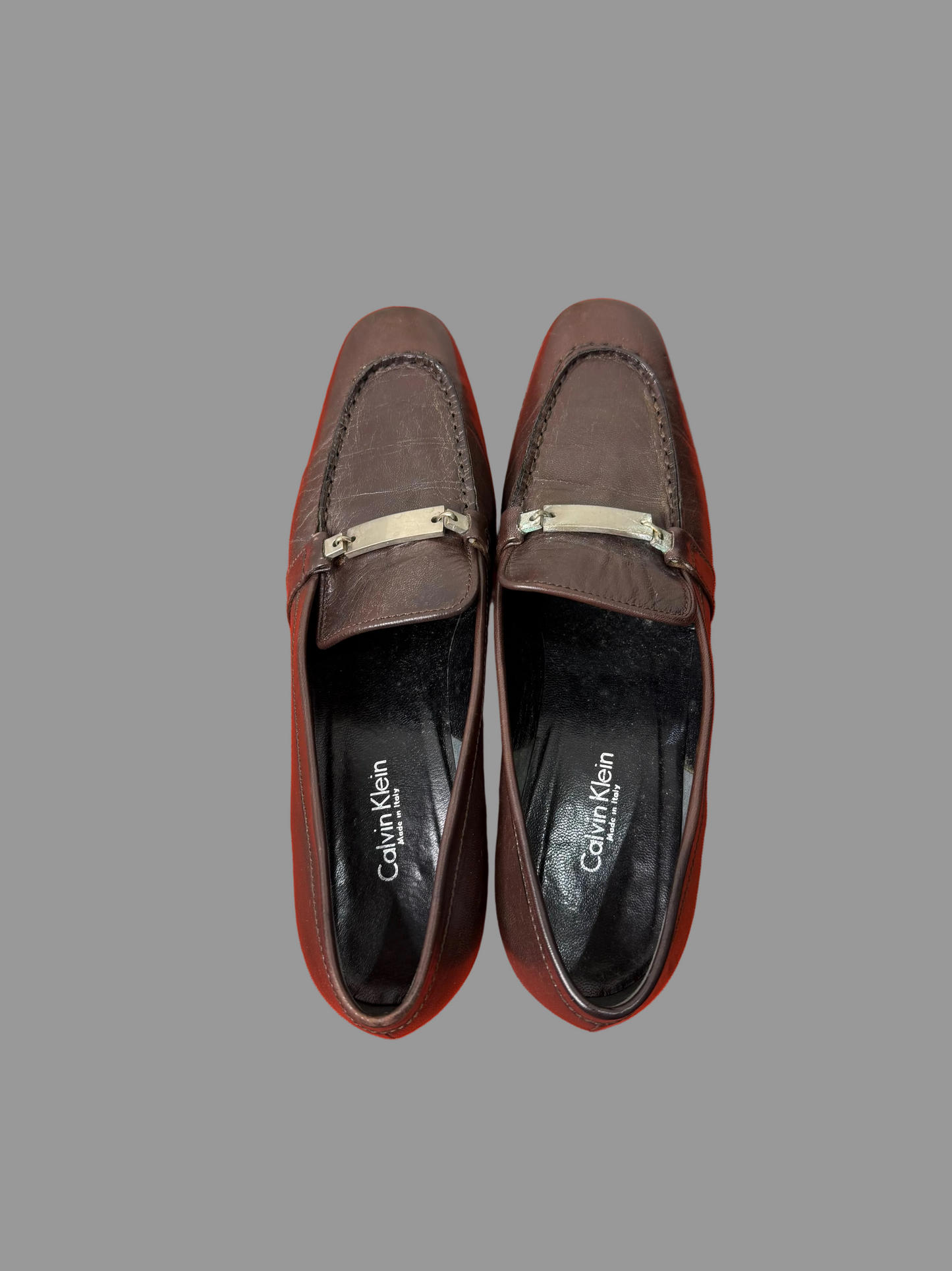Calvin Klein Collection Burgundy/brown Heeled Loafers, 6.5 US