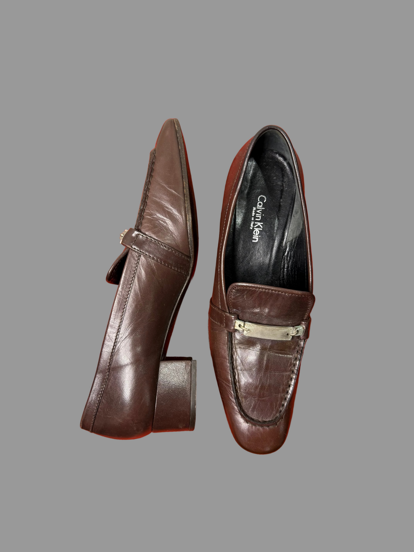 Calvin Klein Collection Burgundy/brown Heeled Loafers, 6.5 US