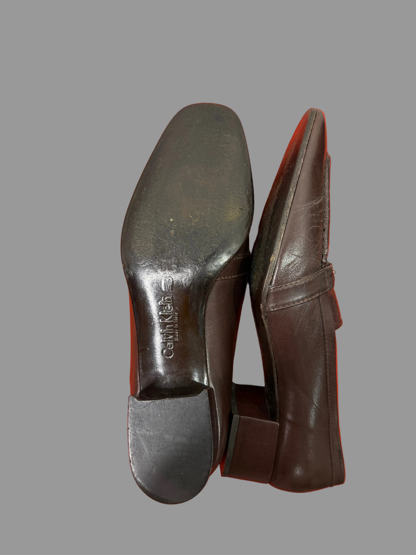 Calvin Klein Collection Burgundy/brown Heeled Loafers, 6.5 US
