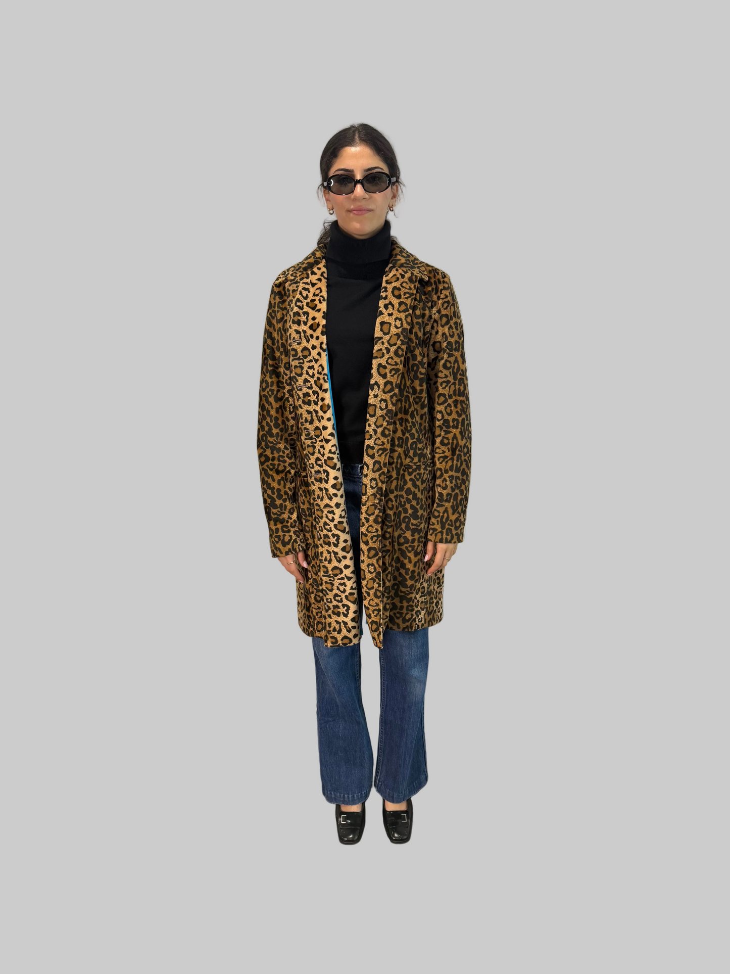 Vintage 1990s Karen Kane Leopard coat, size L