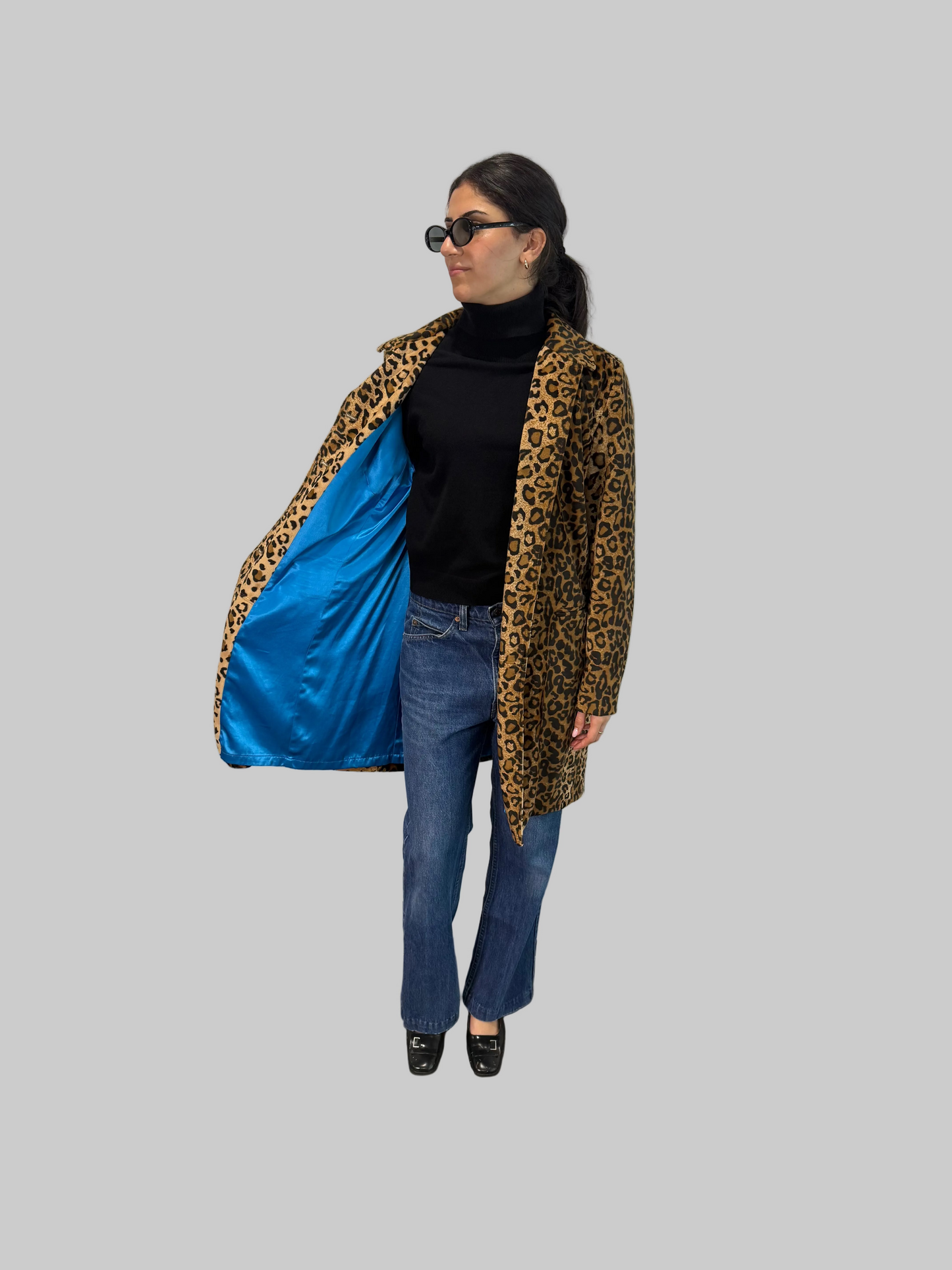 Vintage 1990s Karen Kane Leopard coat, size L