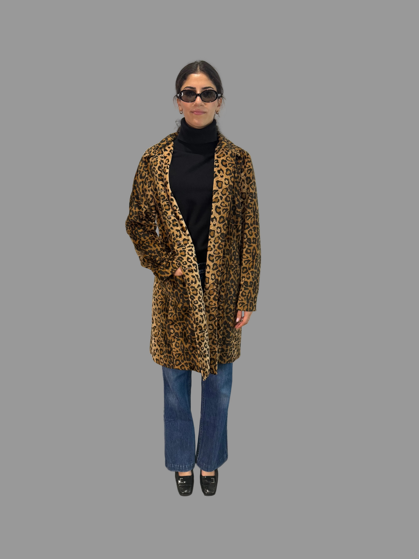 Vintage 1990s Karen Kane Leopard coat, size L
