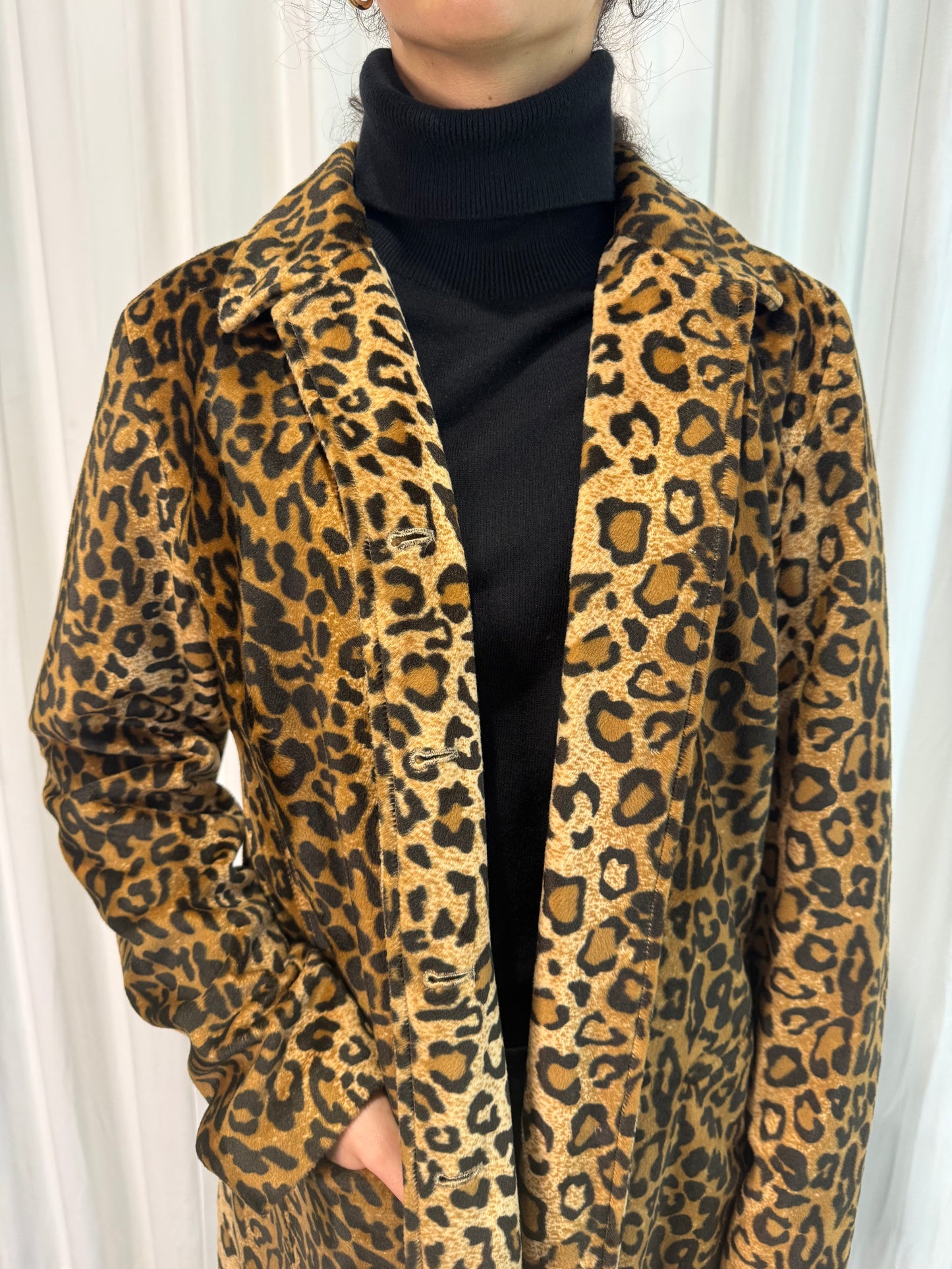 Vintage 1990s Karen Kane Leopard coat, size L