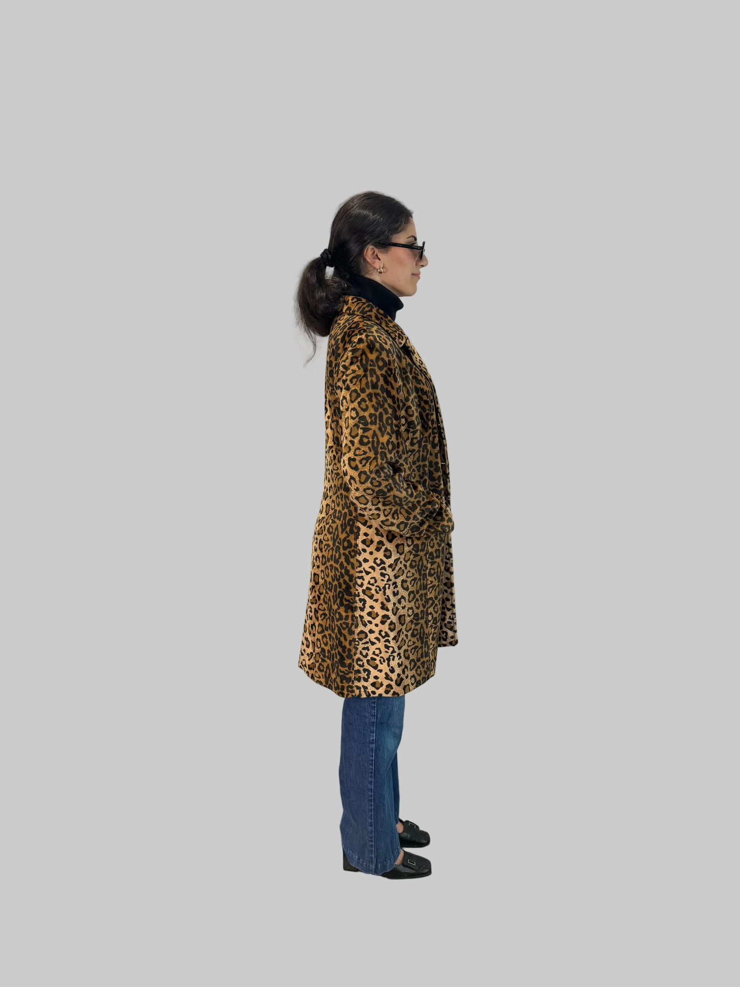 Vintage 1990s Karen Kane Leopard coat, size L