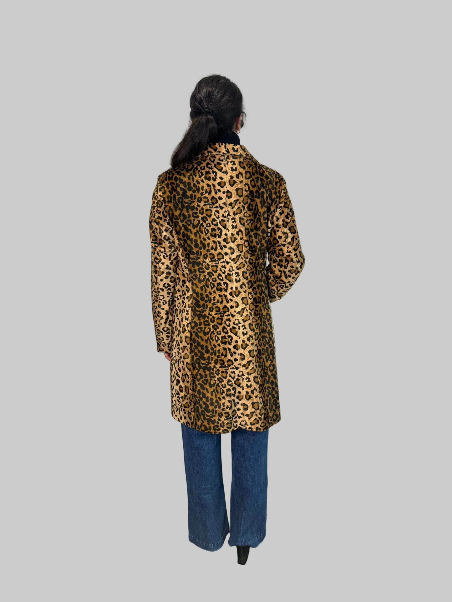 Vintage 1990s Karen Kane Leopard coat, size L