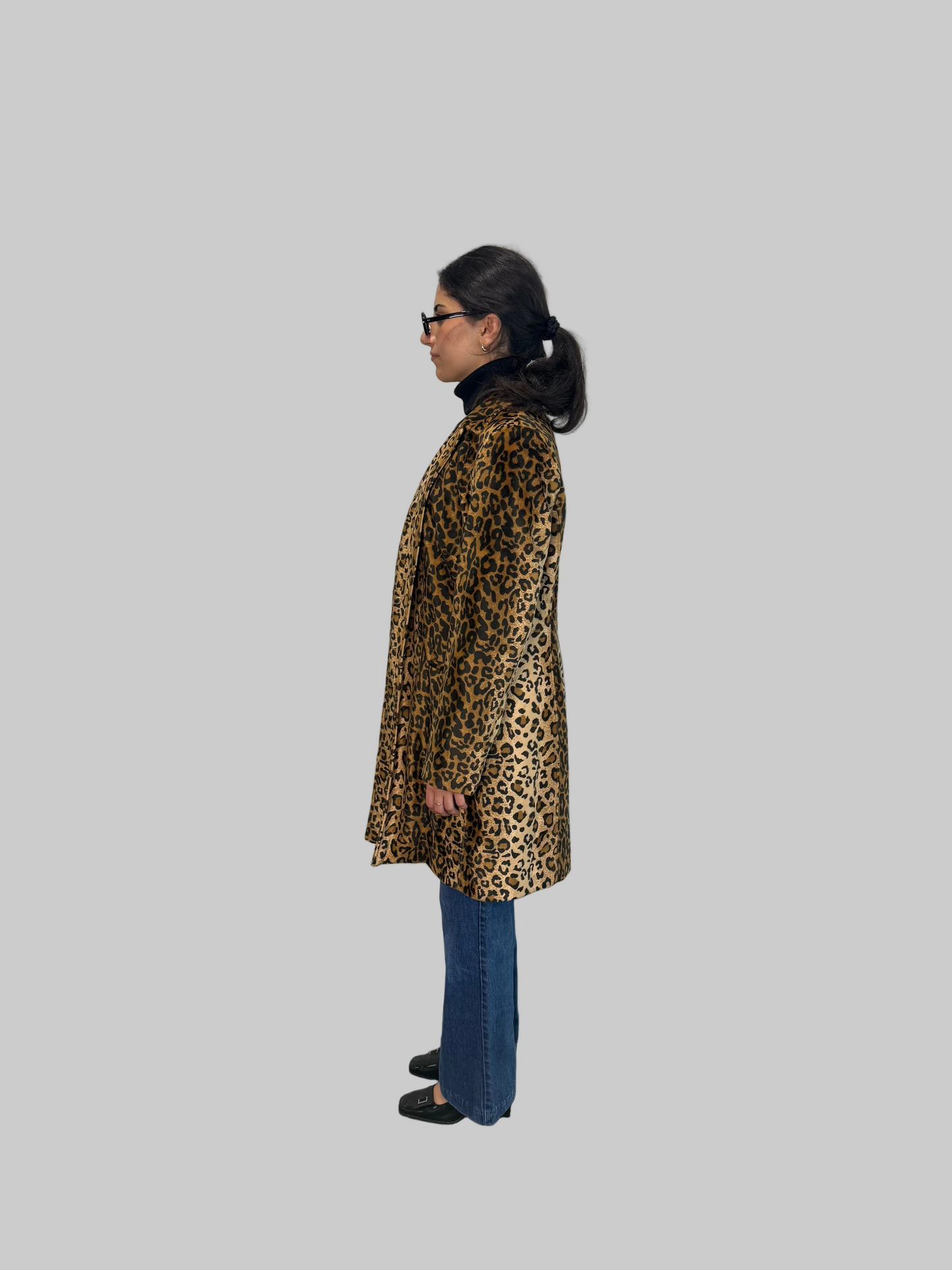 Vintage 1990s Karen Kane Leopard coat, size L