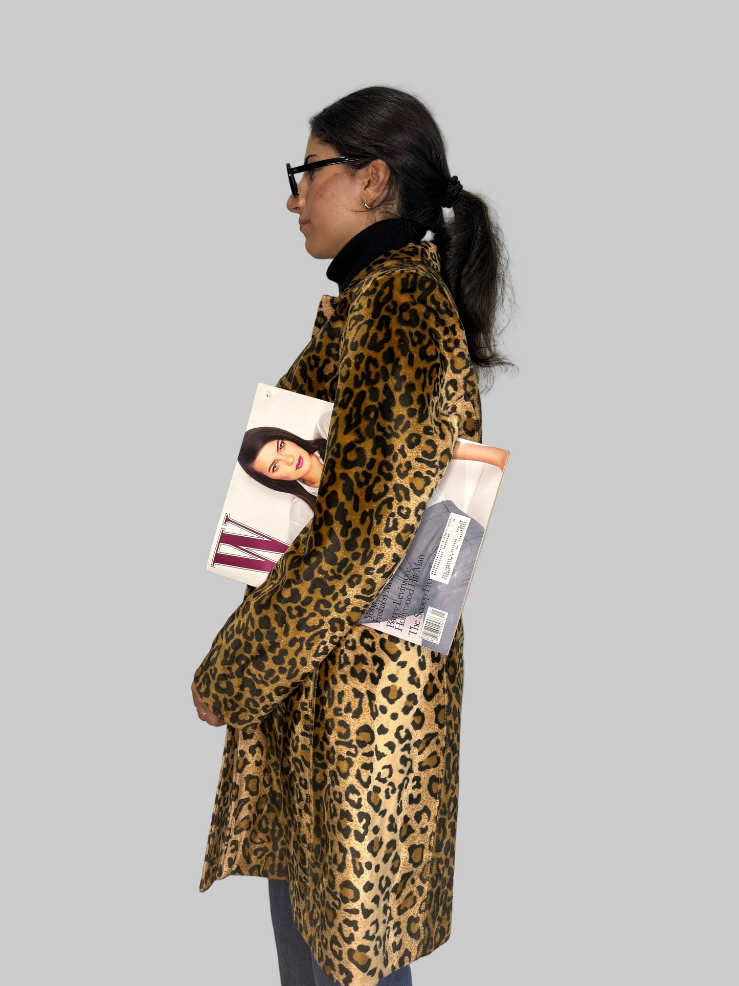 Vintage 1990s Karen Kane Leopard coat, size L