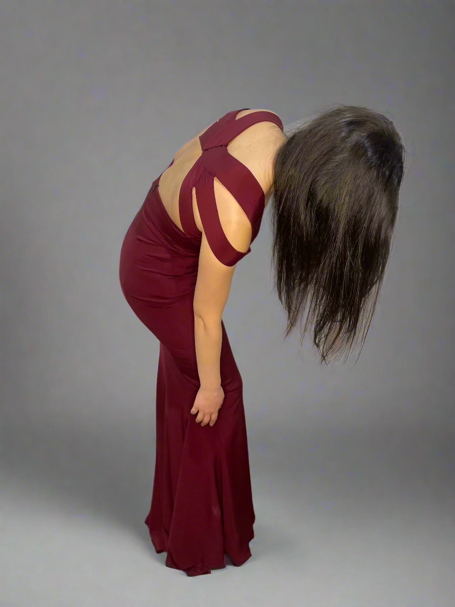 Narciso Rodriguez Stretch-Silk Crepe Open-Back Gown Burgundy