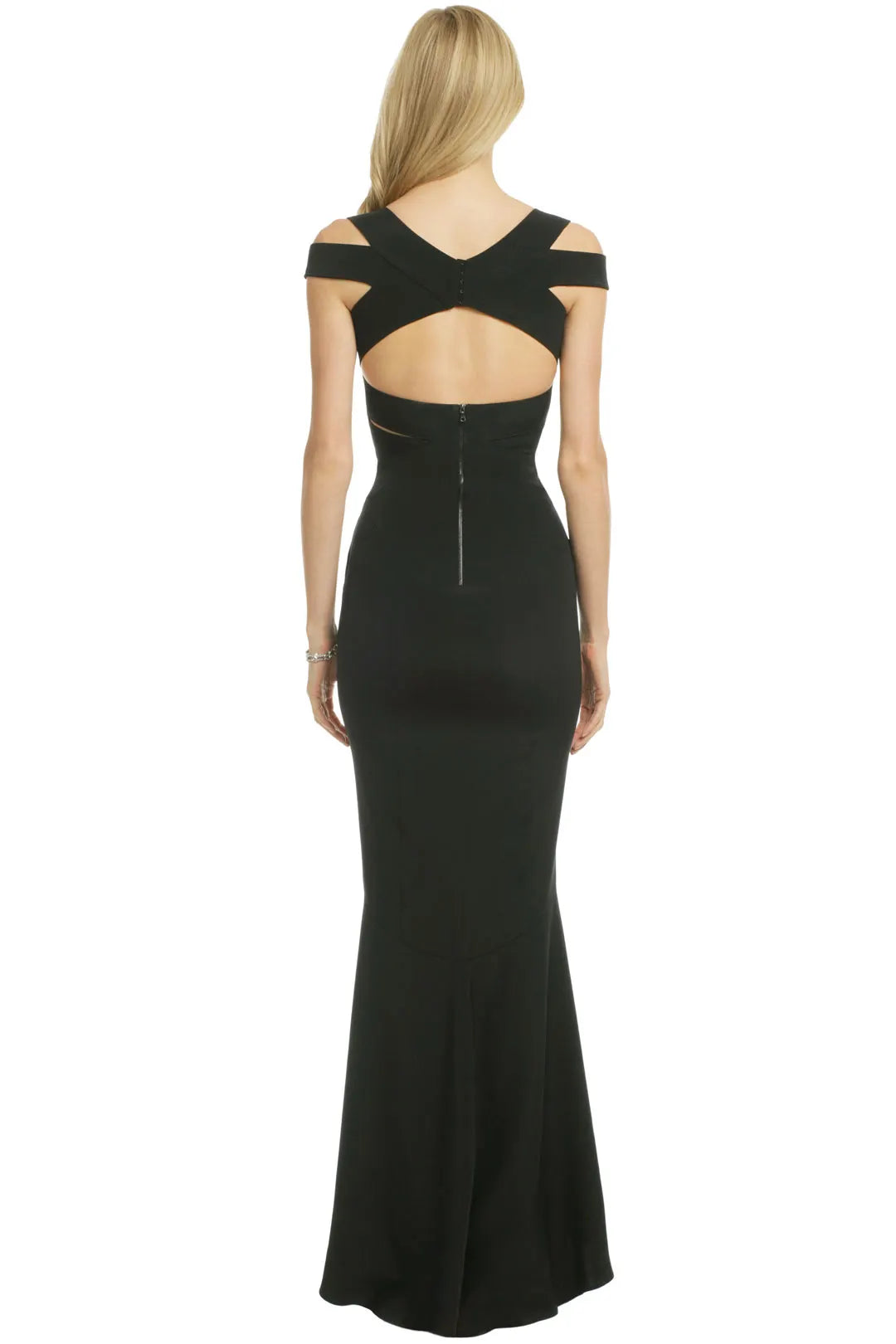 Narciso Rodriguez Stretch-Silk Crepe Open-Back Gown Black, XS