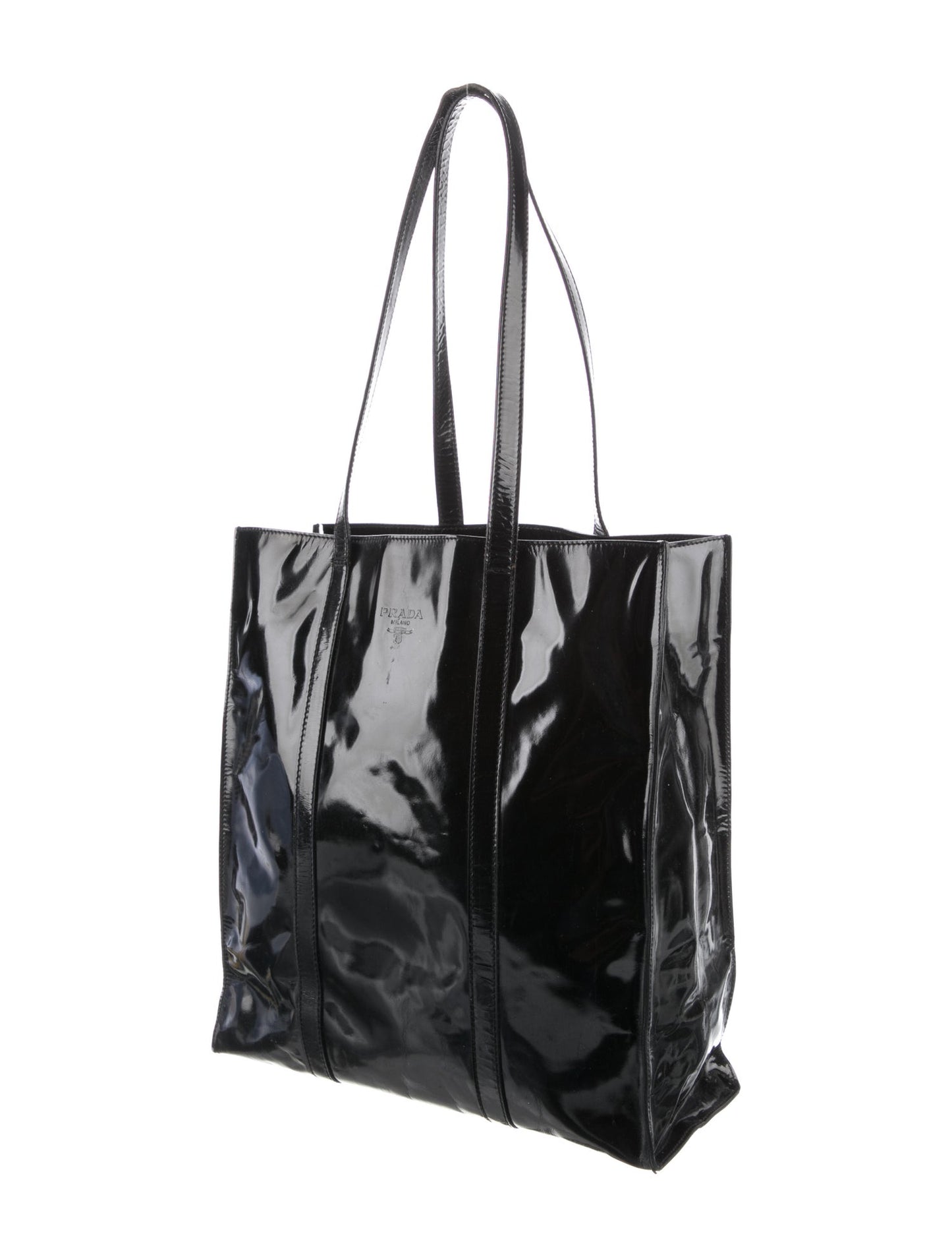 Vintage Prada Nero Spazzolato Leather Tote, SS 1994