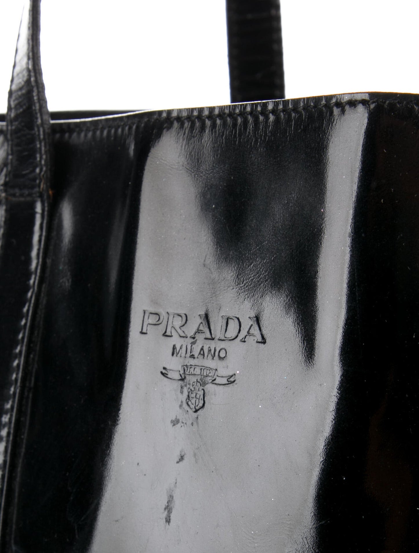 Vintage Prada Nero Spazzolato Leather Tote, SS 1994
