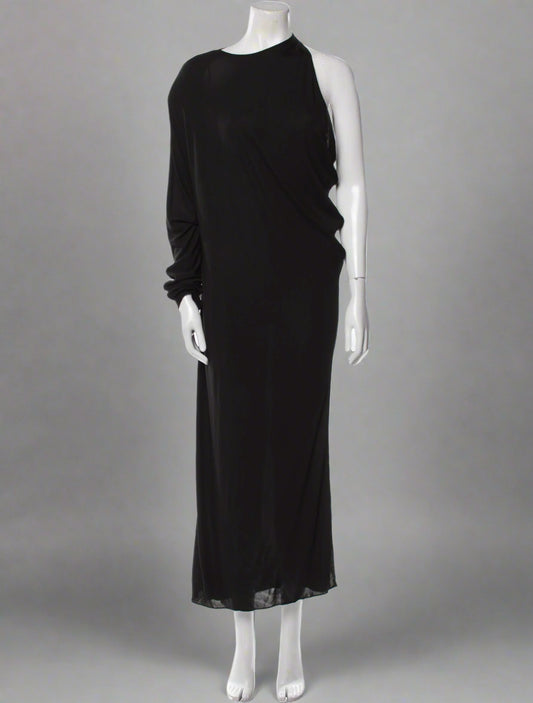 Versace Asymmetrical Black Long Dress