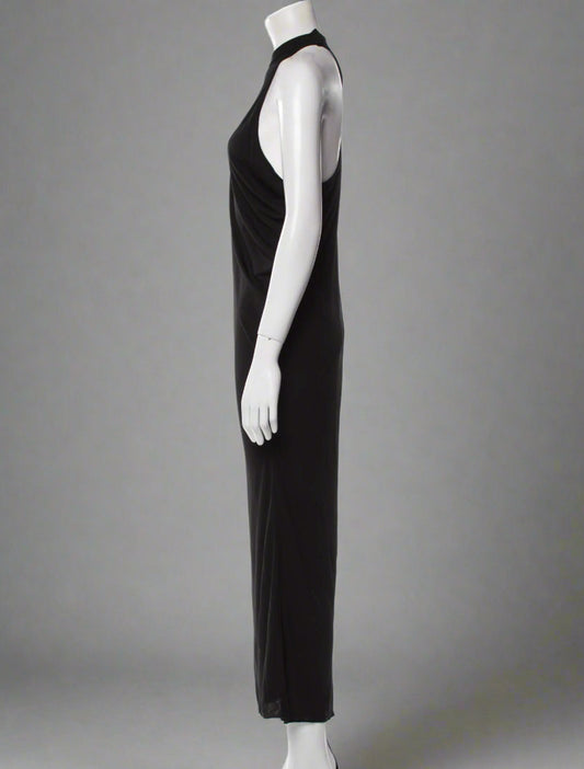 Versace Asymmetrical Black Long Dress