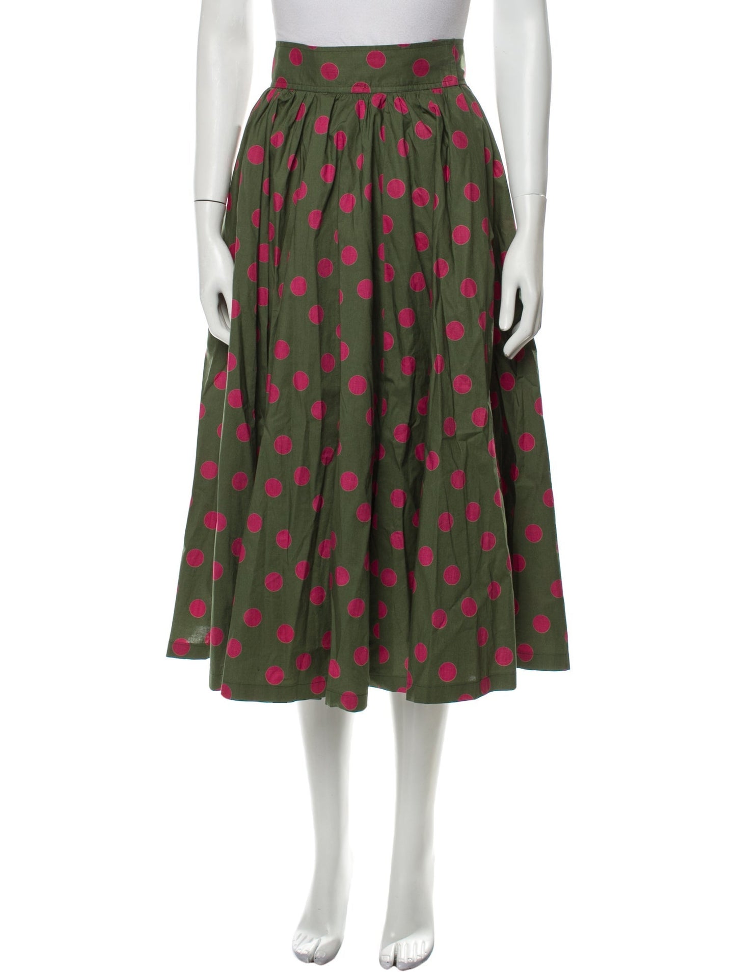 Yves Saint Laurent Rive Gauche Vintage Midi Poka Dot Skirt, 1970s