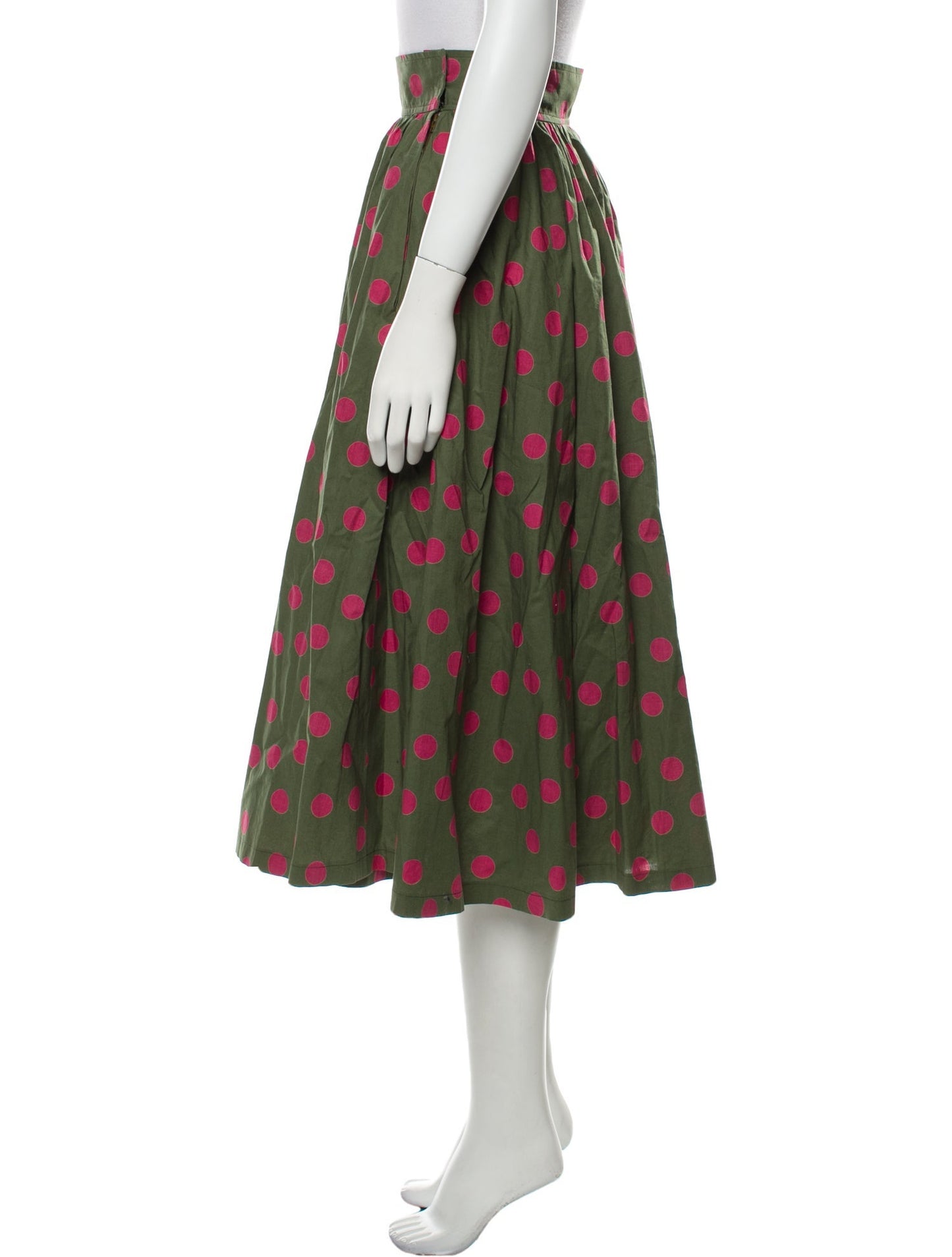 Yves Saint Laurent Rive Gauche Vintage Midi Poka Dot Skirt, 1970s