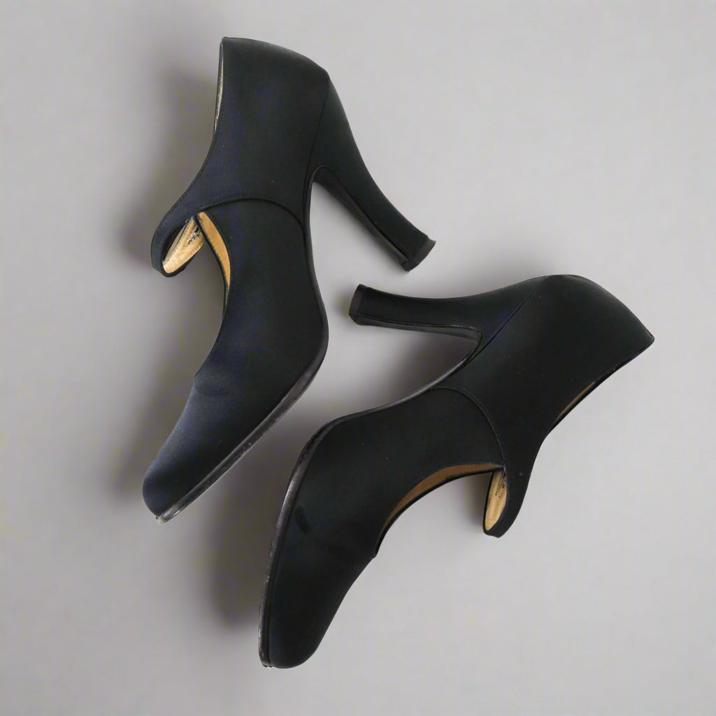 Prada S/S 1994 Black Satin Mary Jane Heels as seen on Carolyn Bessette Kennedy