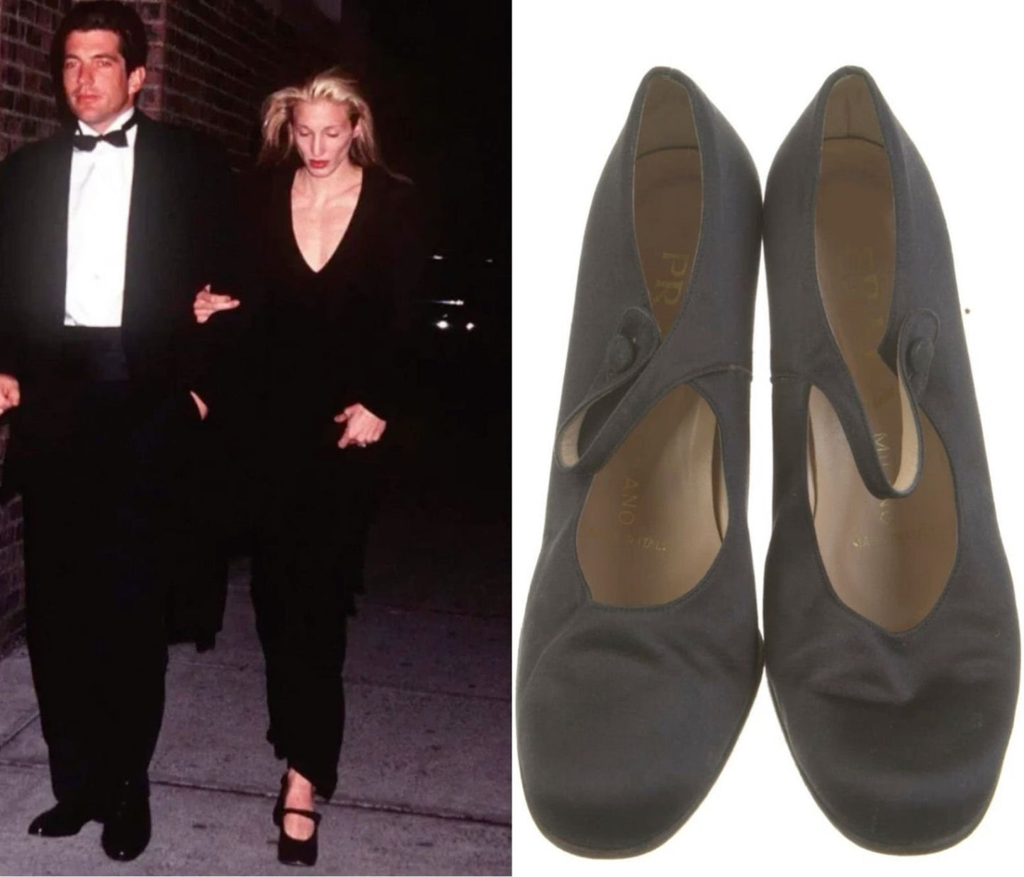 Prada S/S 1994 Black Satin Mary Jane Heels as seen on Carolyn Bessette Kennedy