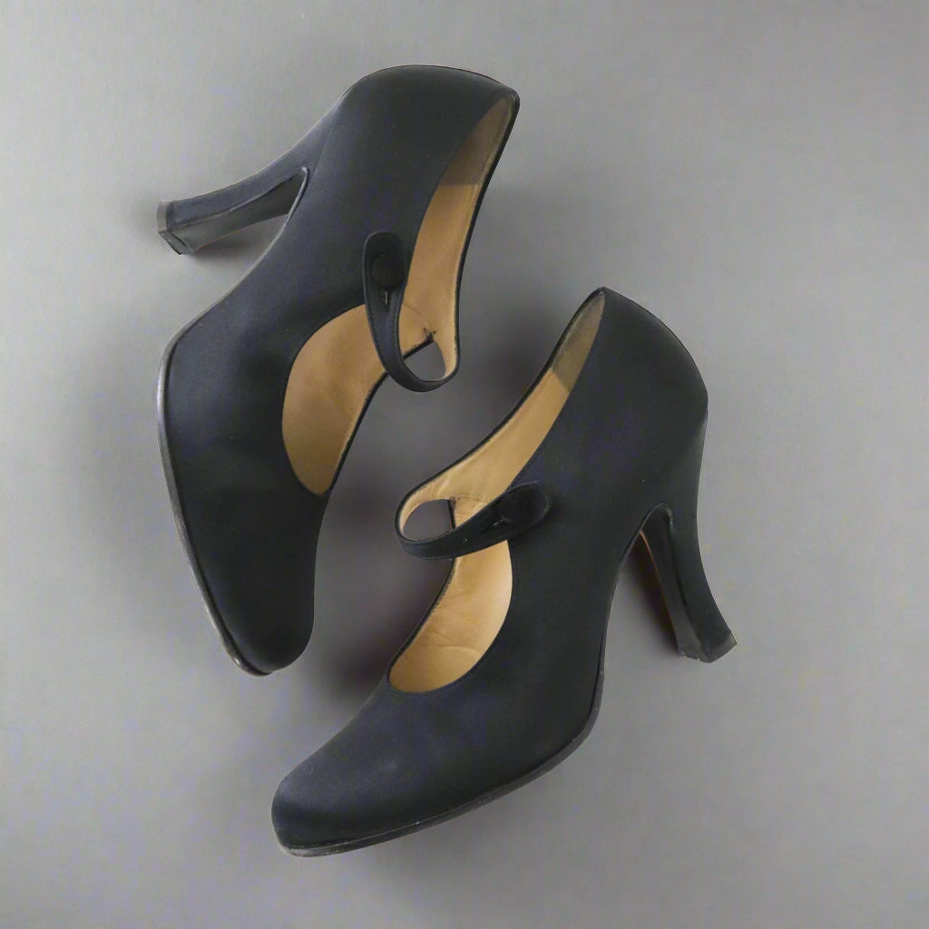 Prada S/S 1994 Black Satin Mary Jane Heels as seen on Carolyn Bessette Kennedy