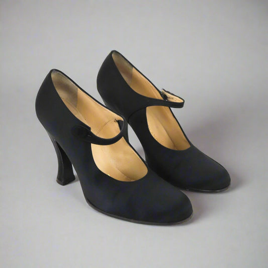 Prada S/S 1994 Black Satin Mary Jane Heels as seen on Carolyn Bessette Kennedy