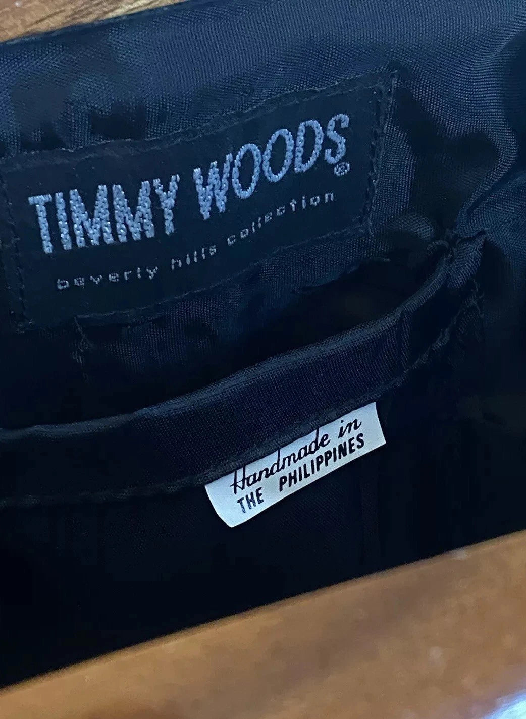 Timmy Woods Wooden Handbag with Black Tassel, 1990s