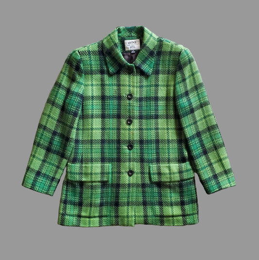 1990s Kasper Green Plaid Jacket, 8