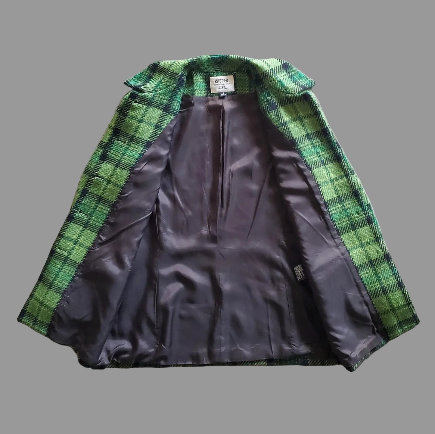 1990s Kasper Green Plaid Jacket, 8