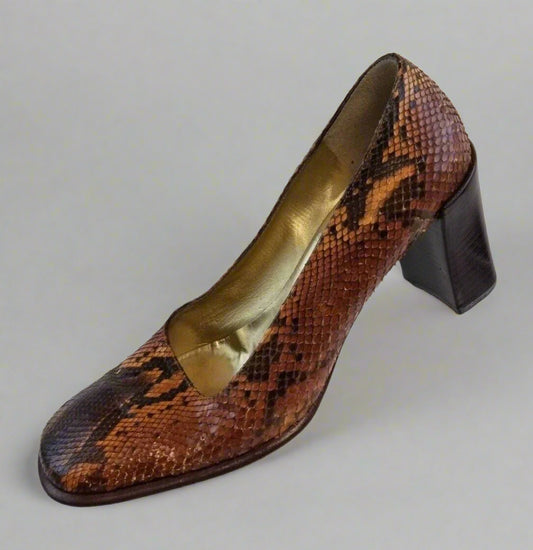 Bruno Magli Couture Snakeskin Square Toe Pumps