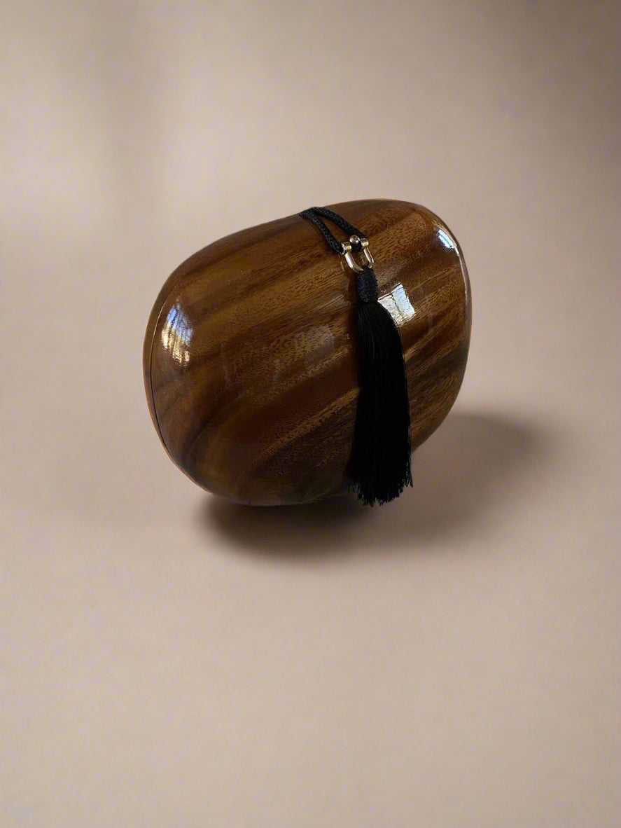 Timmy Woods Wooden Handbag with Black Tassel, 1990s