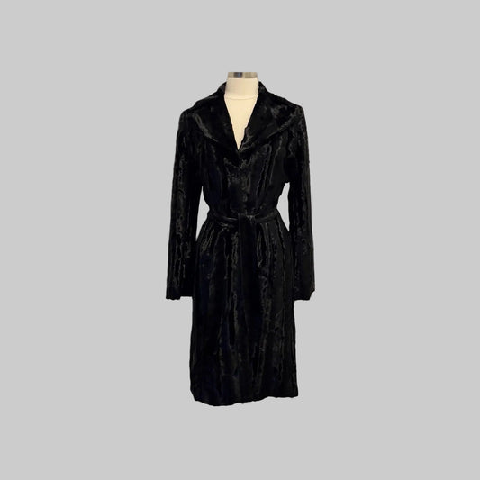 Guess Collection Faux Fur Black Coat, made in USA
