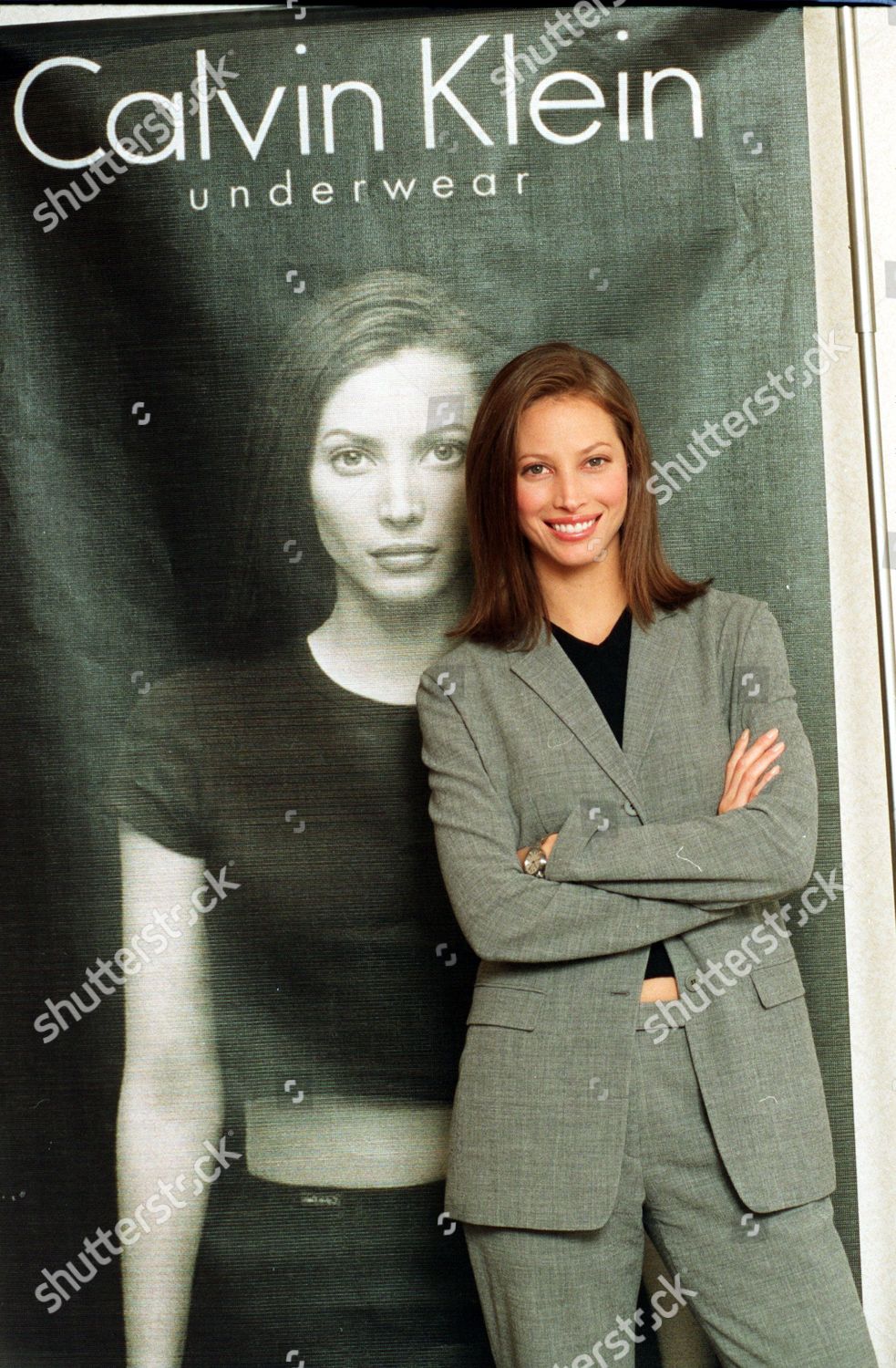 Calvin Klein Collection S/S 1998 Wool Grey Suit Jacket as worn by Christy Turlington